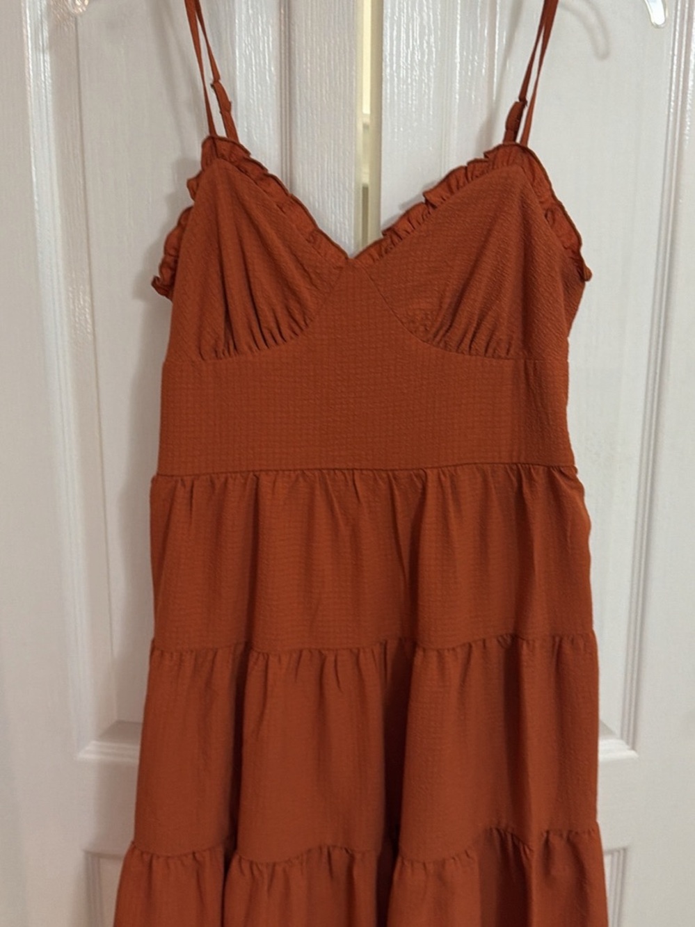 No Boundaries Rust Orange Tiered Sundress